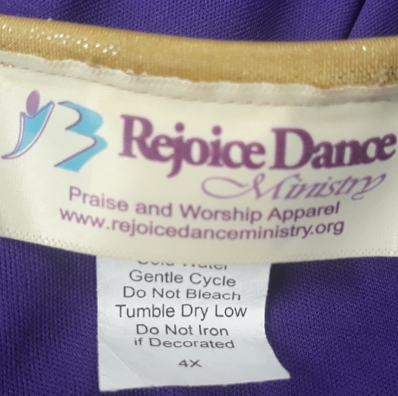 Rejoice Dance Ministry Sleeveless Purple and Gold Praise Dance Dress - Size 4X - Picture 3 of 12
